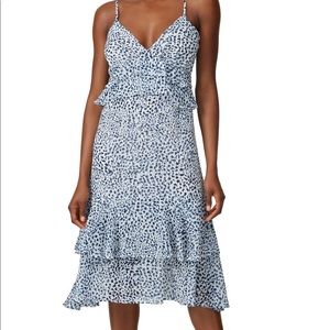 Slate & Willow Tiered Animal Spot Dress-Blue/White